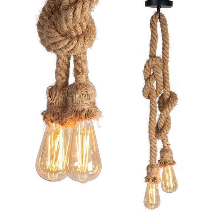 

Lampa Sufitowa Wisząca Sznur Lina Podwójna Loft