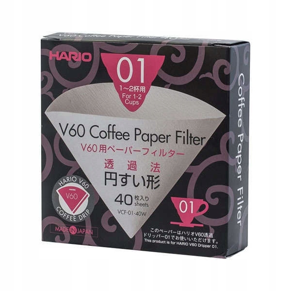 

Filtry papierowe do kawy Hario V60-01 40szt