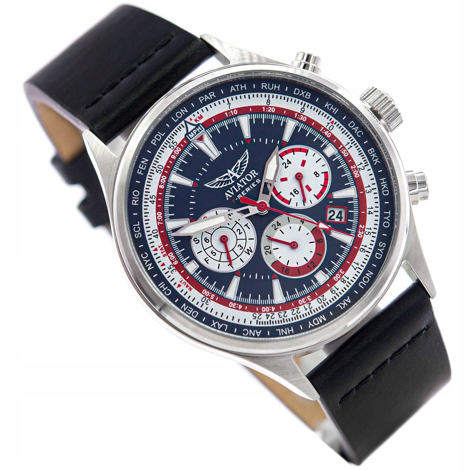 Pánské hodinky Aviator AVW85192G436 F-series Dual-time elegantní s řemínkem
