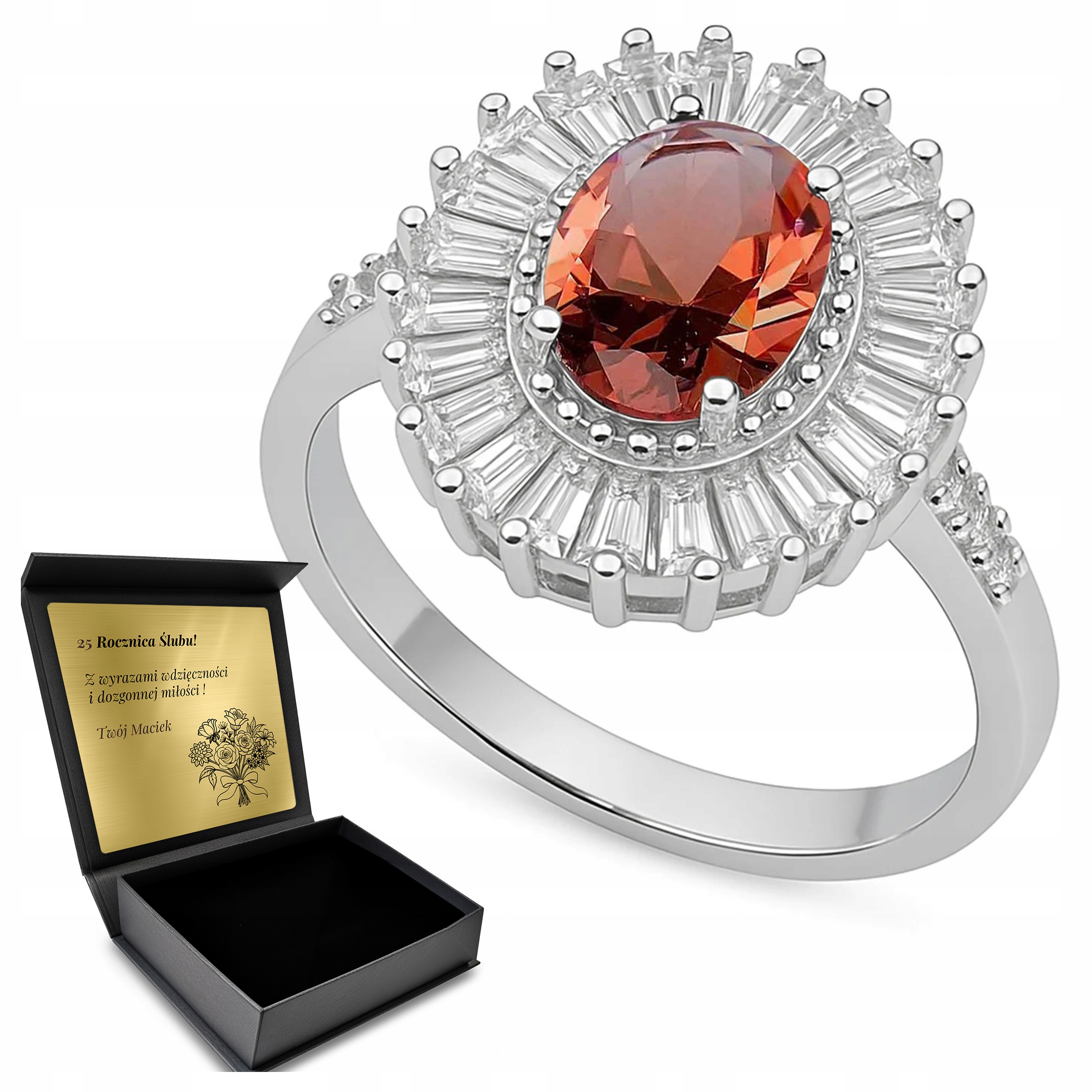 Prstýnek 925 Zirkony Zultanit Dárek Den žen S Gravírováním