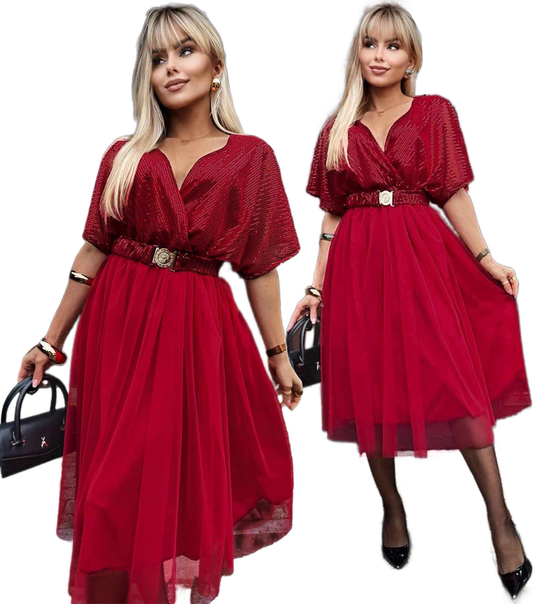 Elegantní večerní lesklé flitrované dámské Šaty s pásek Andrea