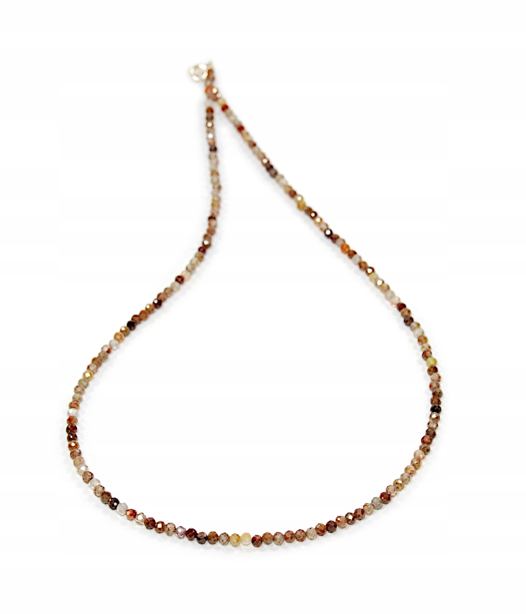 Náhrdelník z přírodních zirkonů s fazetovanými kuličkami 3 mm stříbro 925