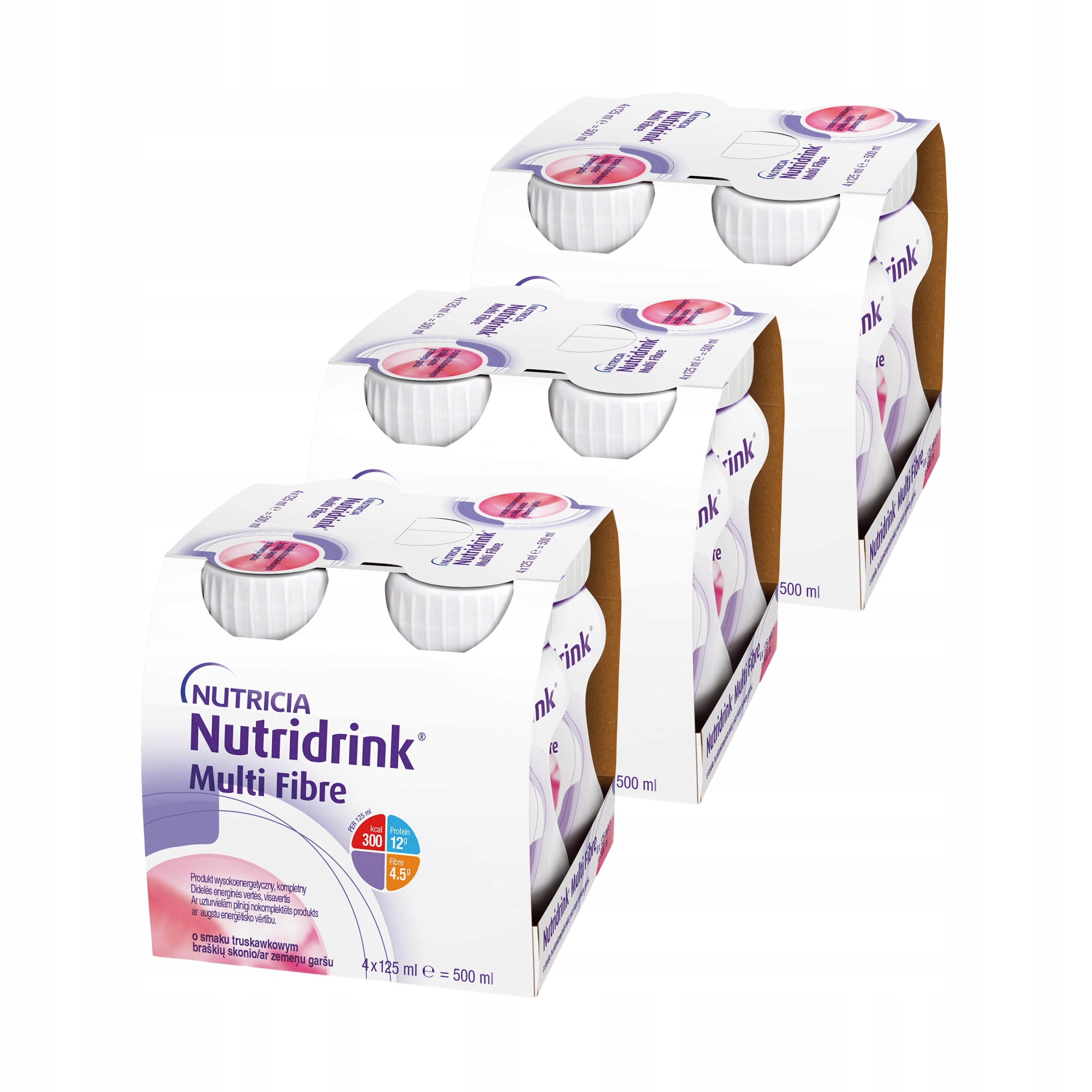 Nutridrink Multi Fibre Truskawka Zestaw 12 x 125 ml