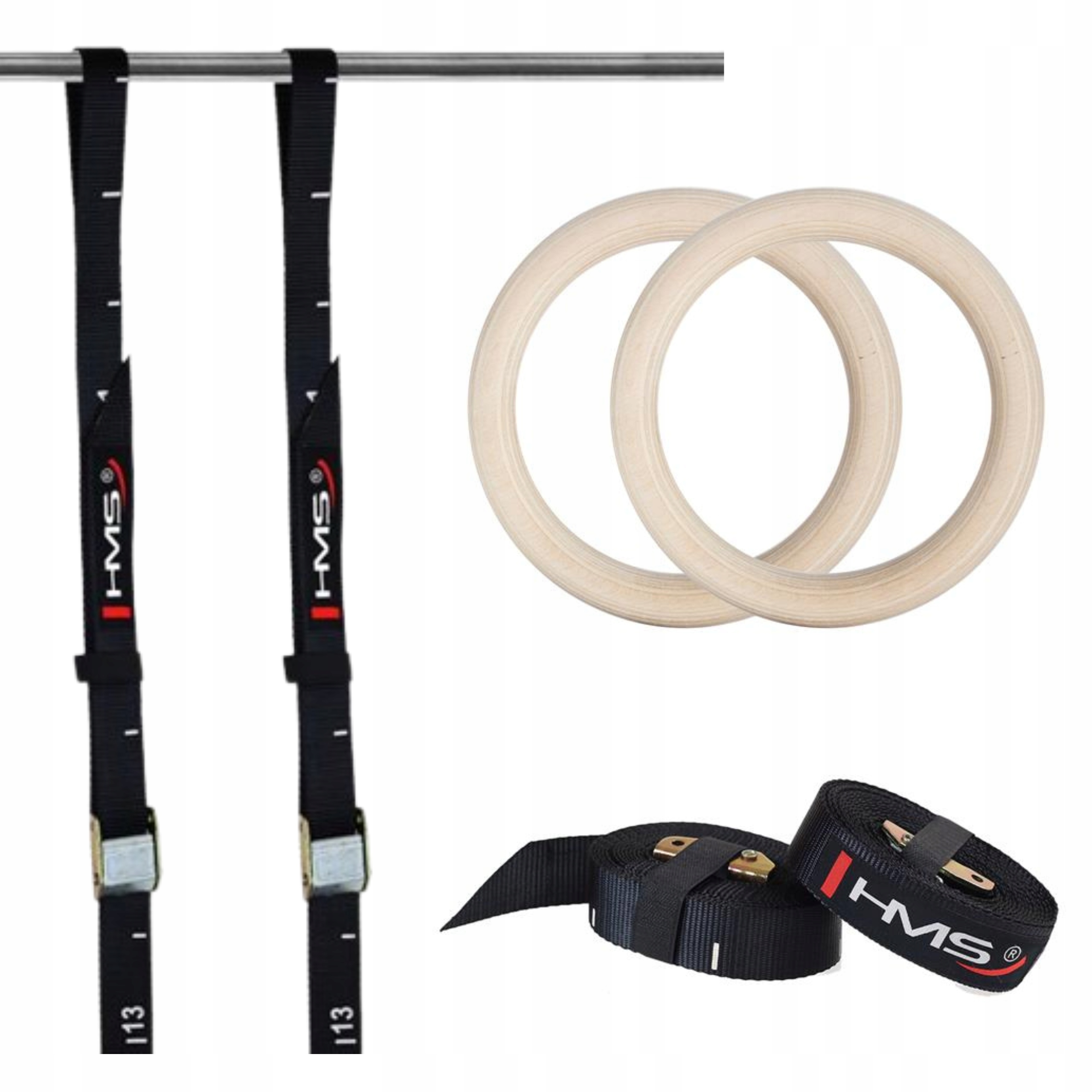 Dřevěná tréninková kolečka Hms s nastavitelnými pásky Crossfit