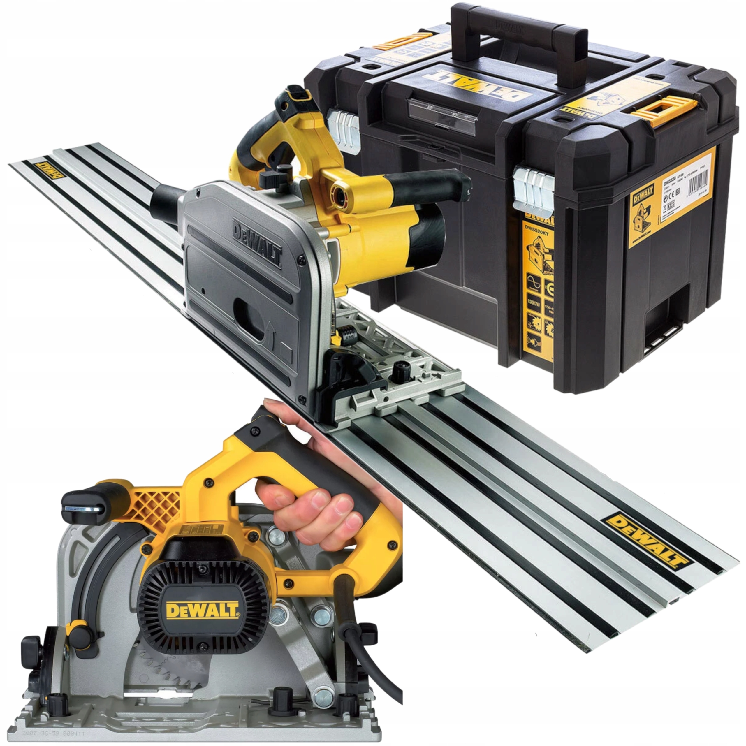 Zagłębiarka Dewalt DWS520KTR 55mm 1300W Kufer Tstak Szyna DWS5022 150cm