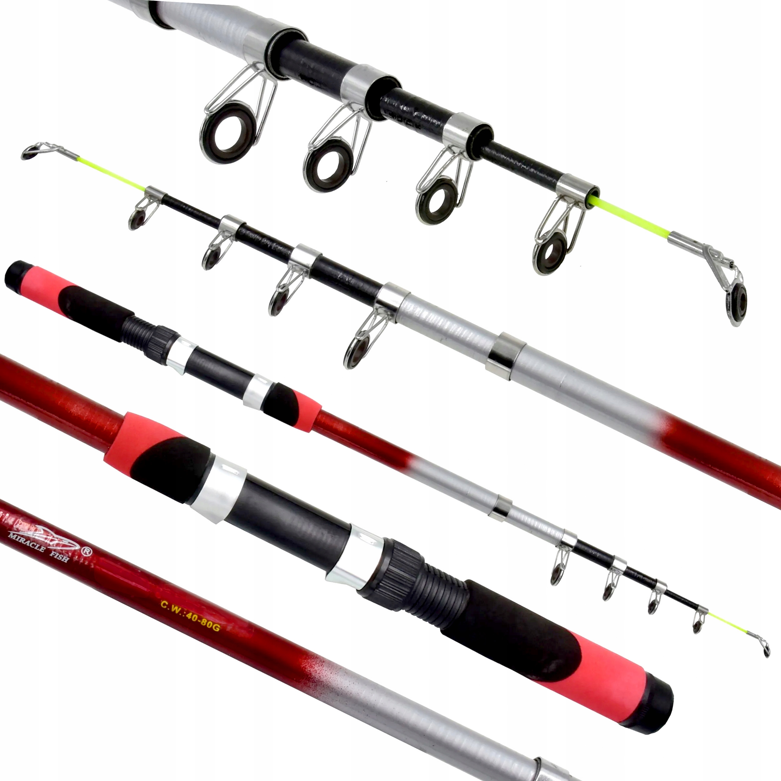 Wędka Uniwersalna Teleskopowa Grunt Spławik 360 cm 40-80g