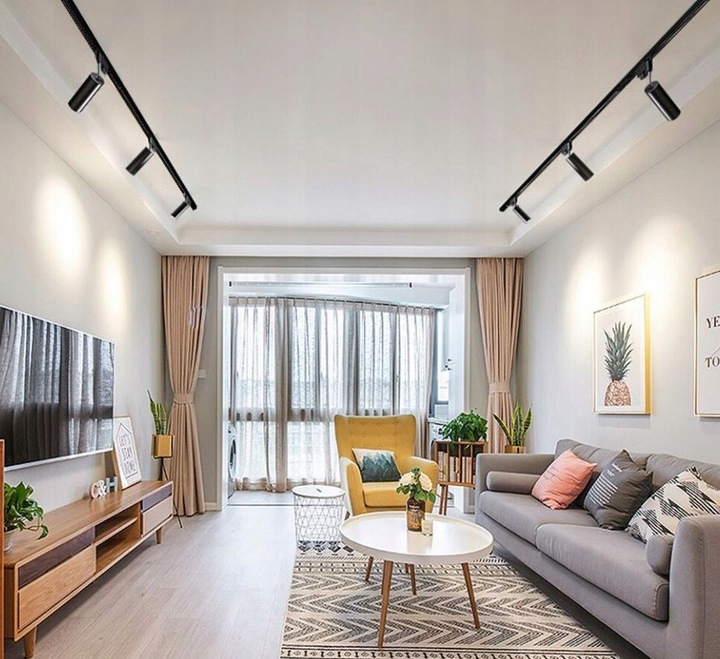 Zestaw 4x SPOT REFLEKTOR lampa GU10 na szynę 1f SZYNOPRZEWÓD szyna 2m Długość 2 m