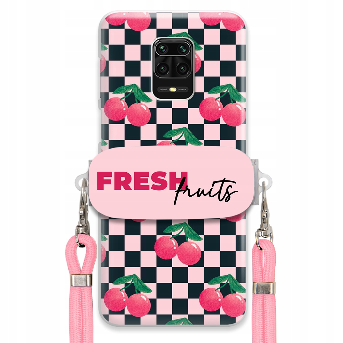 Puzdro pre Xiaomi Redmi Note 9 Pro Ružové vodítko praktický držiak Fresh Fruits