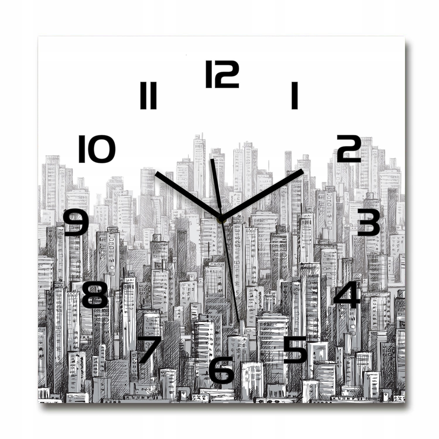 

Zegar ścienny ze szkła, duży Drapacze chmur 60x60