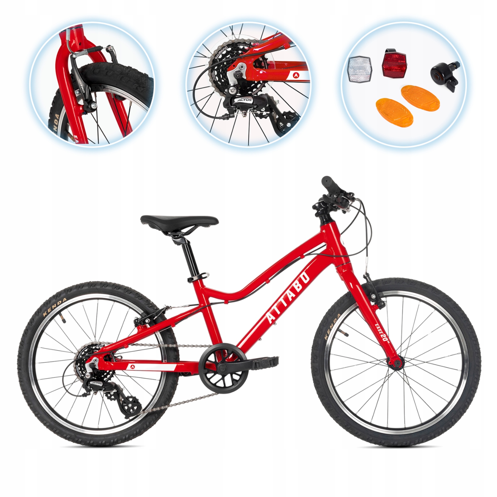 Rower dziecięcy ATTABO EASE czerwony 20 CALI LEKKI ALUMINIOWY ROWEREK