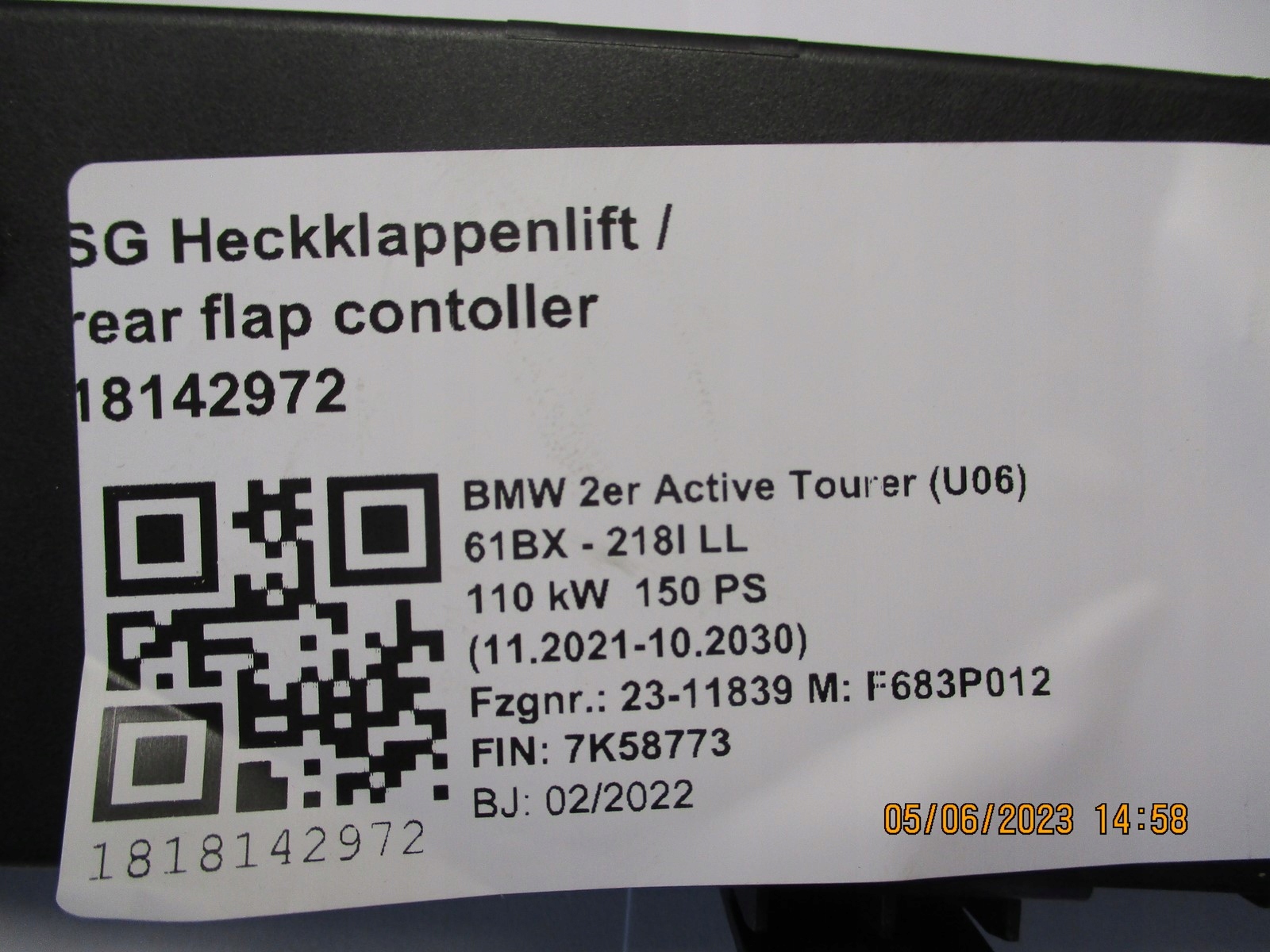 modul Bedienteil heckklappe BMW 2 U06 5A53D08