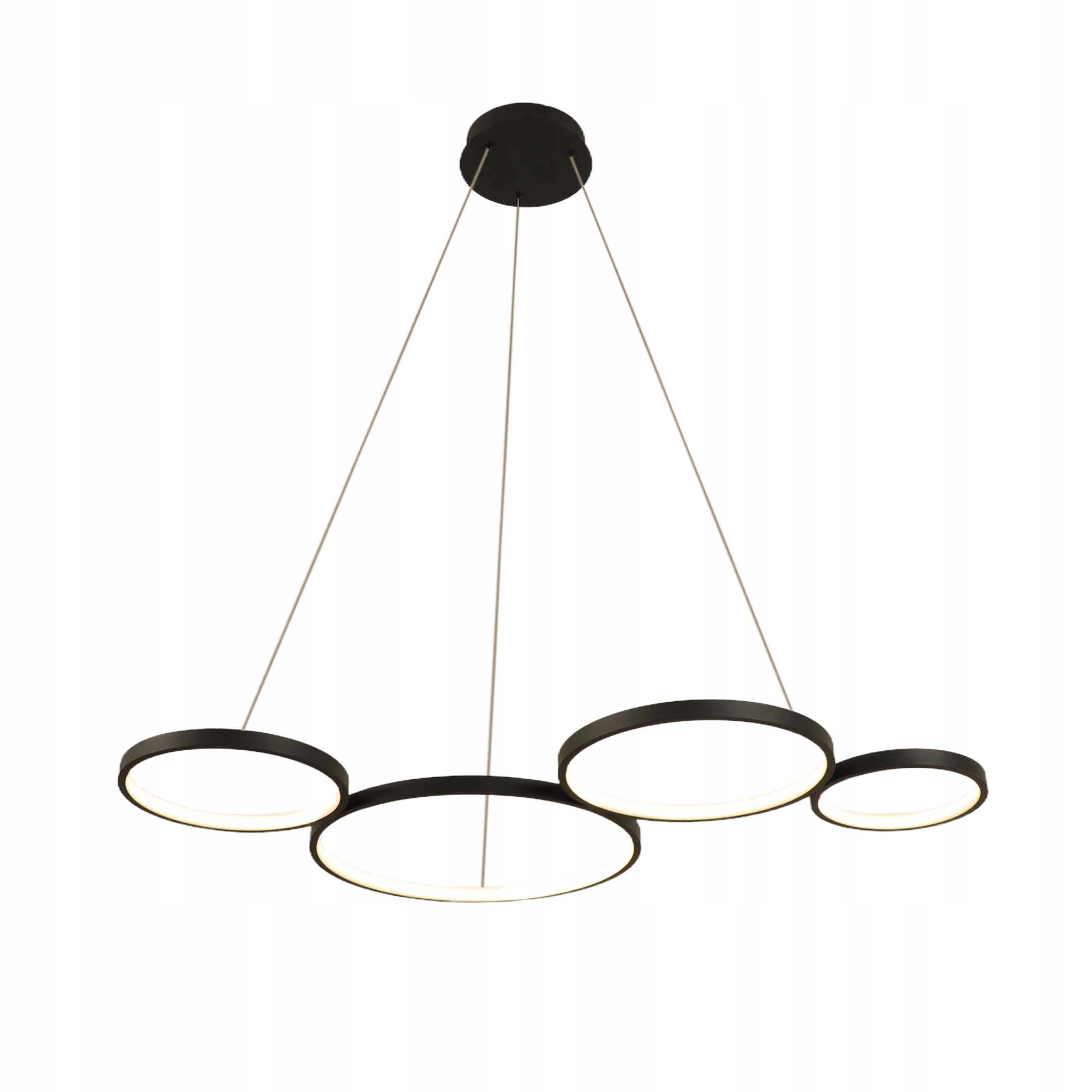 Lampa sufitowa Led czarna nowoczesna 4 pierścienie ringi do salonu Wobako