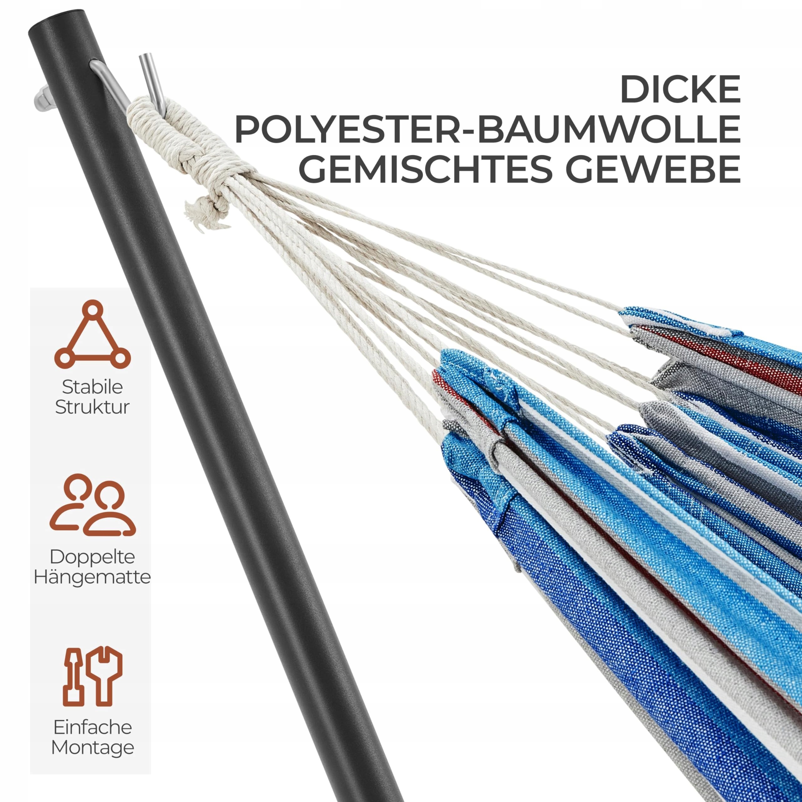 YAHEETECH Hamak Zestaw Dwuosobowy 205kg Wewnątrz/Zewnątrz — miniatura 7