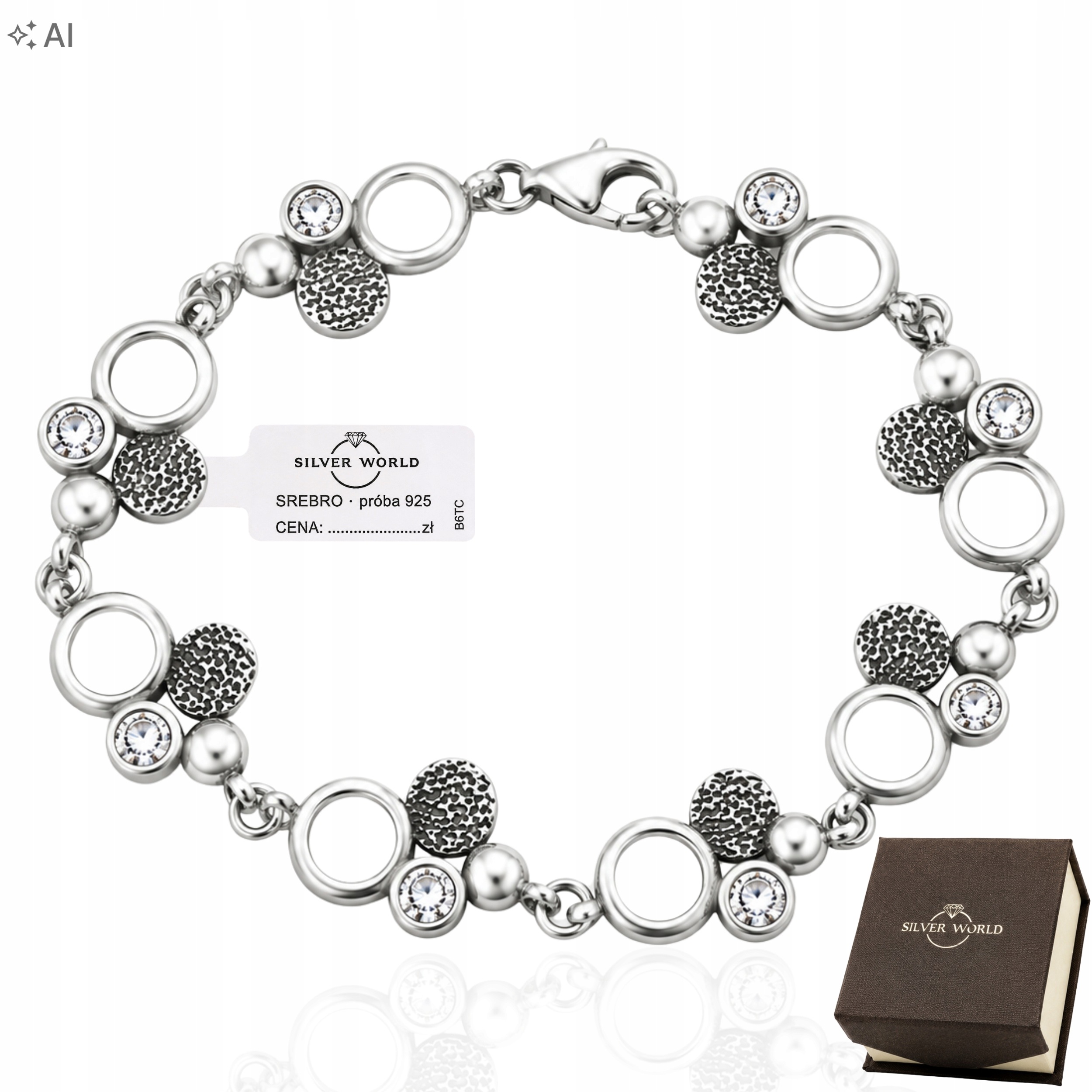 Stříbrný Náramek 925 Dámský Elegantní S Zirkony Swarovski Gravírování