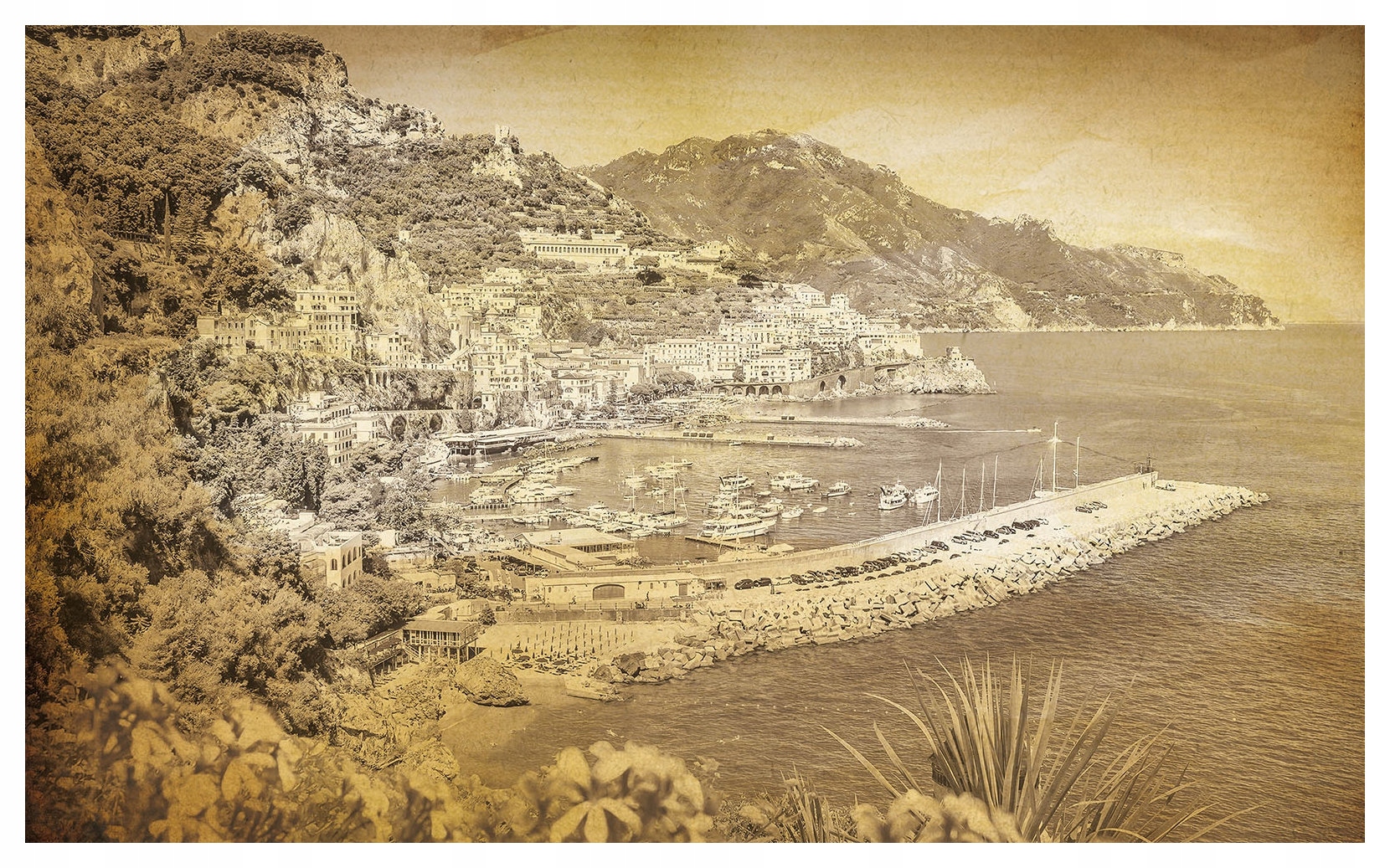 Fototapeta Město Moře Hory Vintage Teplé tóny Elegance 416x290 lepidlo