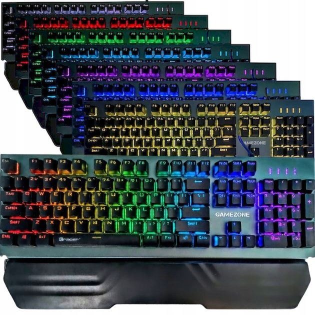 Herní Klávesnice Zesílená, Kovová, Podsvícená, 12 Režimů Led Pro Hráče