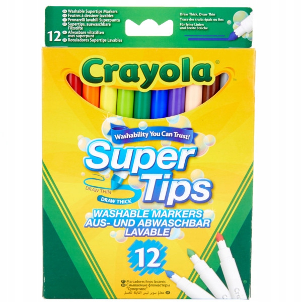 

Crayola Grube i cienkie zmywalne flamastry 12 szt