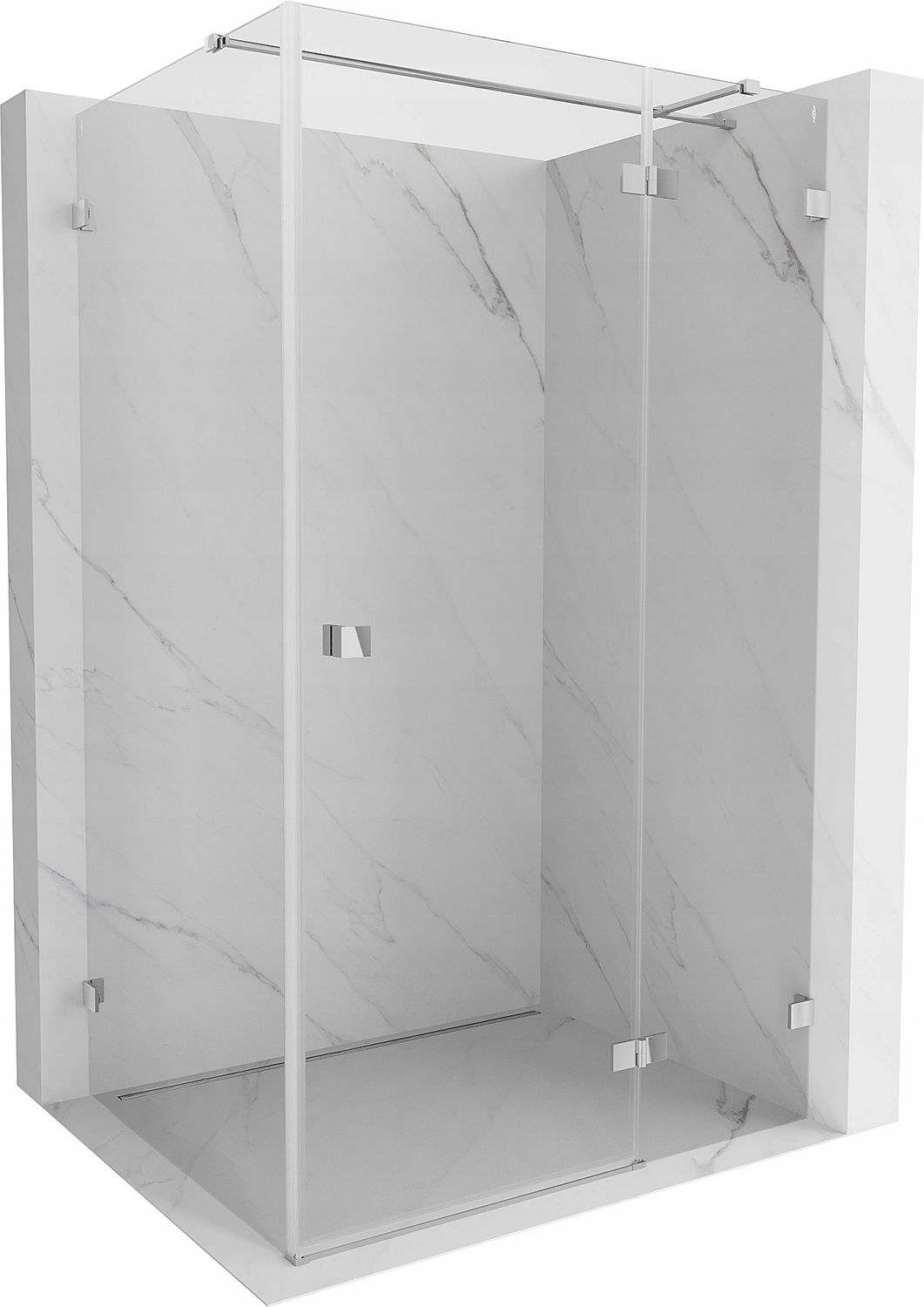 Sprchový kout Mexen Lunar T 140x110 cm, pravý, chrom, průhledný