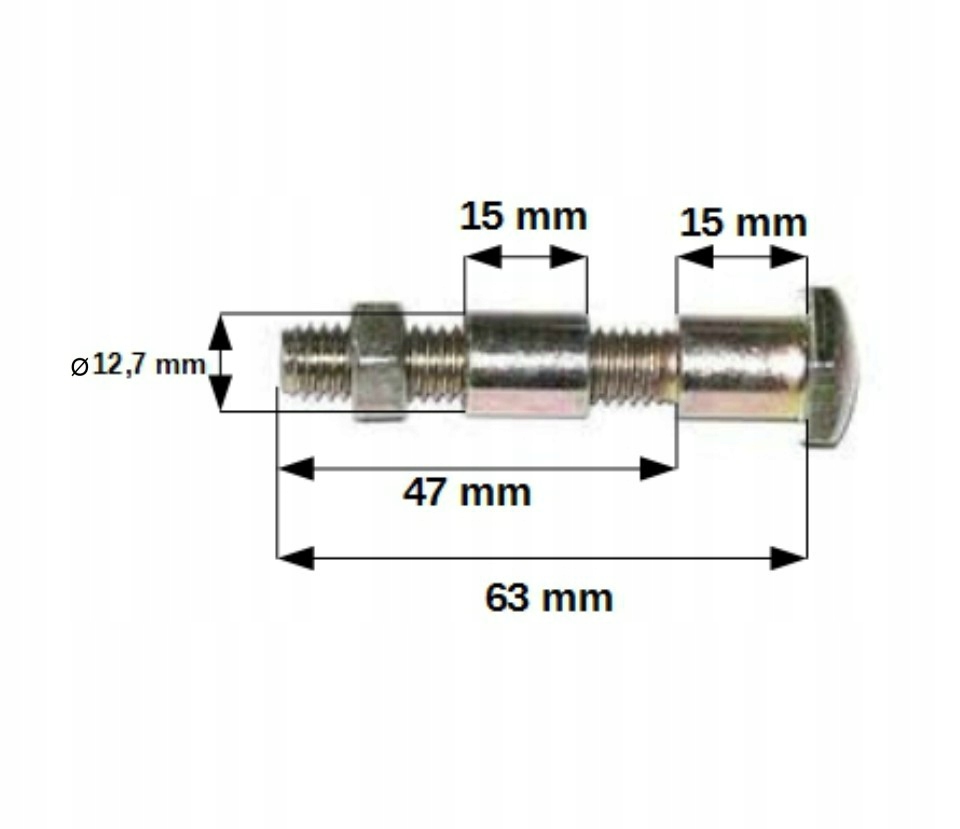 UNIWERSALANA OŚ KOŁA TULEJA ŚR. 12,7 MM DŁUGOŚĆ 63 MM Typ tuleja