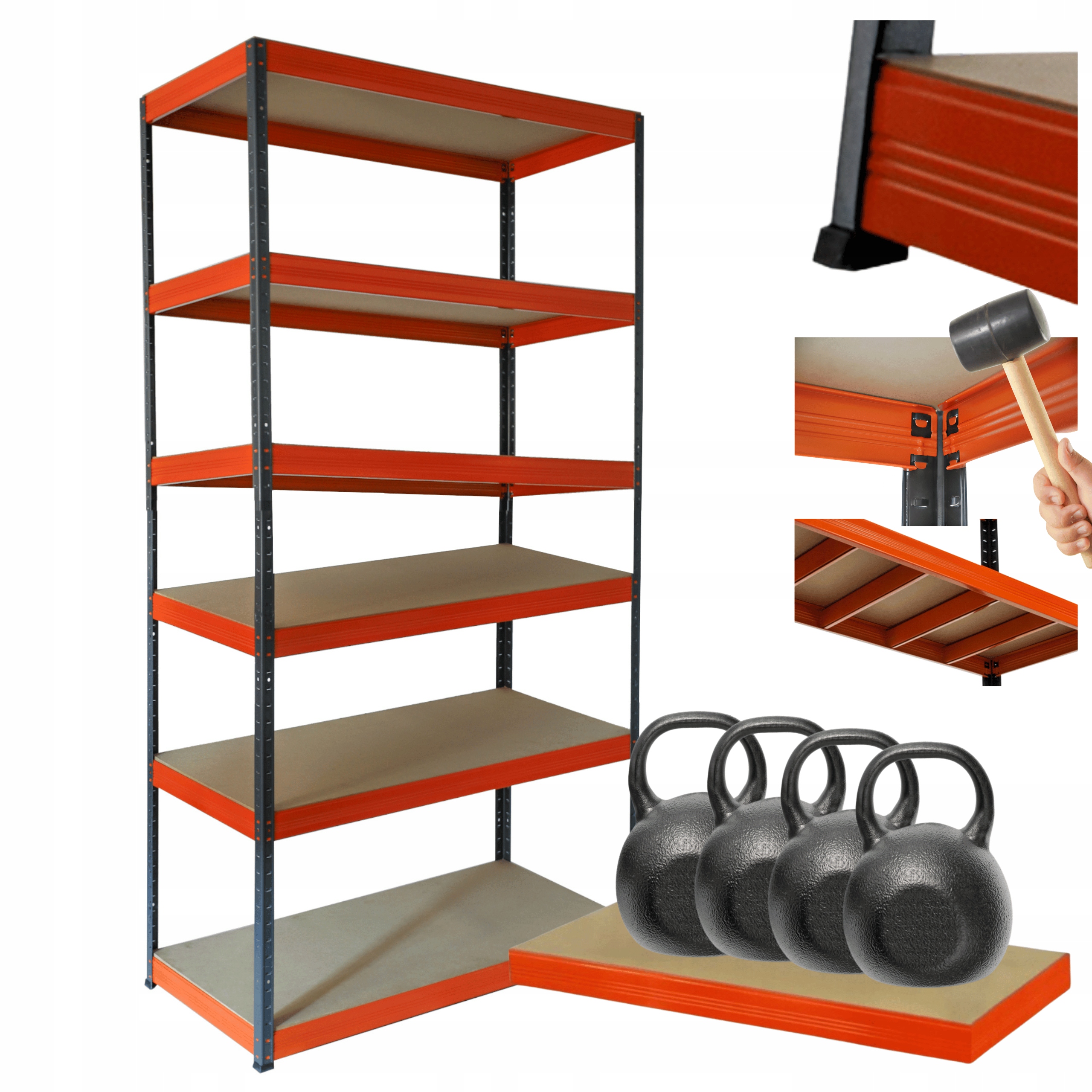 Kovový skladový regál Helios 213x100x60 cm 6Px400 kg Pevný