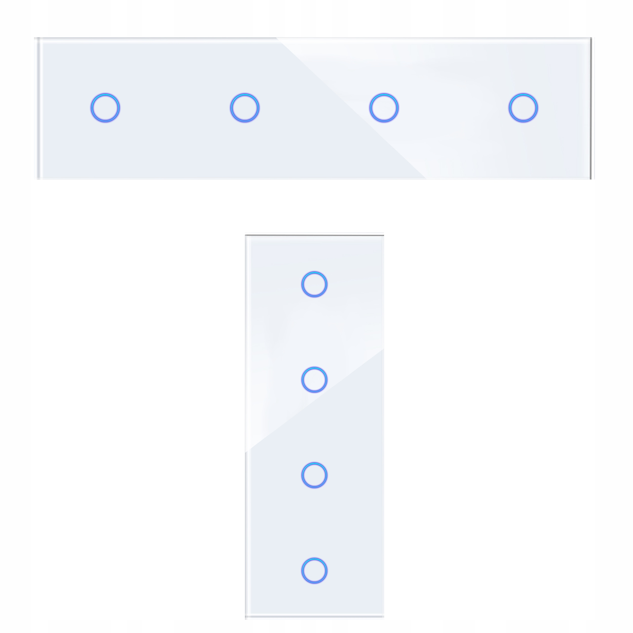 Skleněný panel 1G1G1G1G pro modulární dotykové spínače, bílý