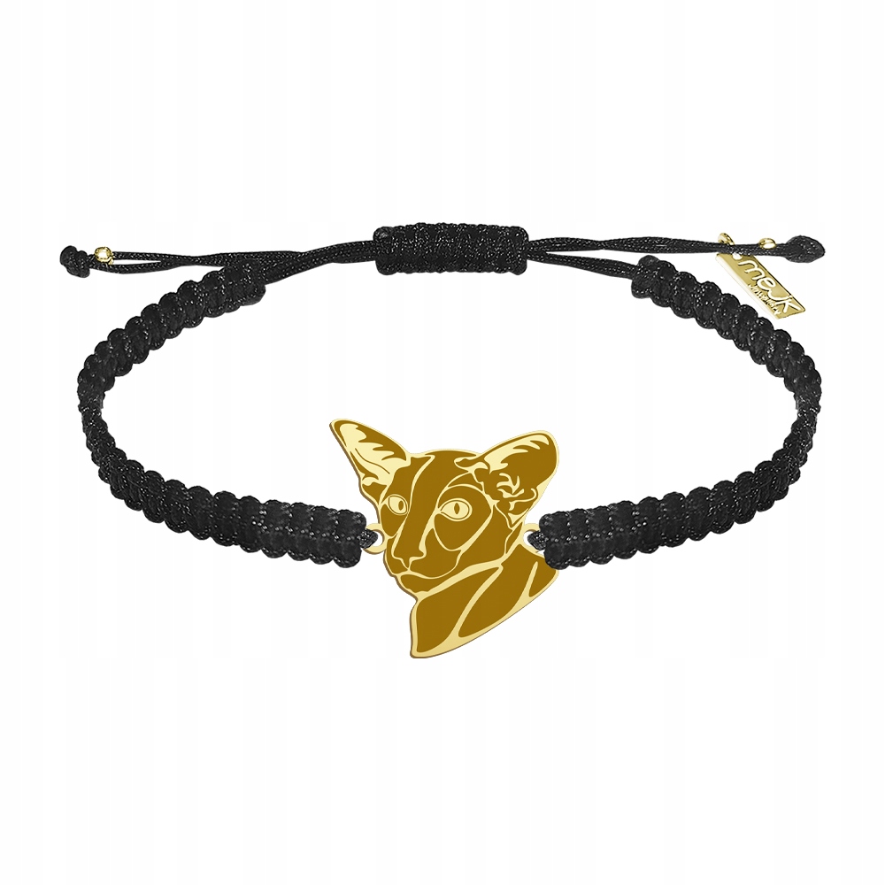 Zlatý náramek s orientální kočkou 925 Makramé Šperky Gravírování
