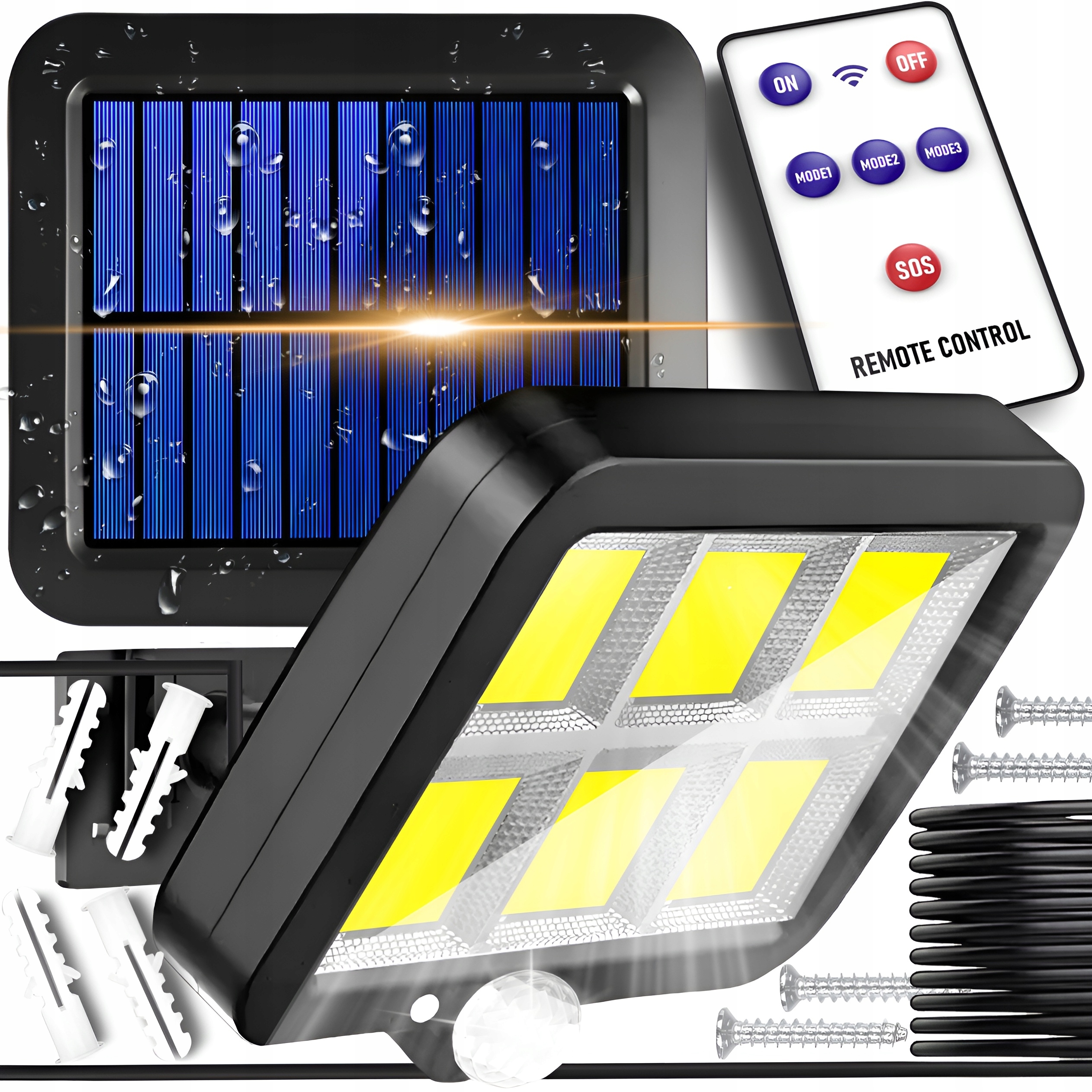 LAMPA SOLARNA LED CZUJNIK RUCHU OSOBNY PANEL PILOT