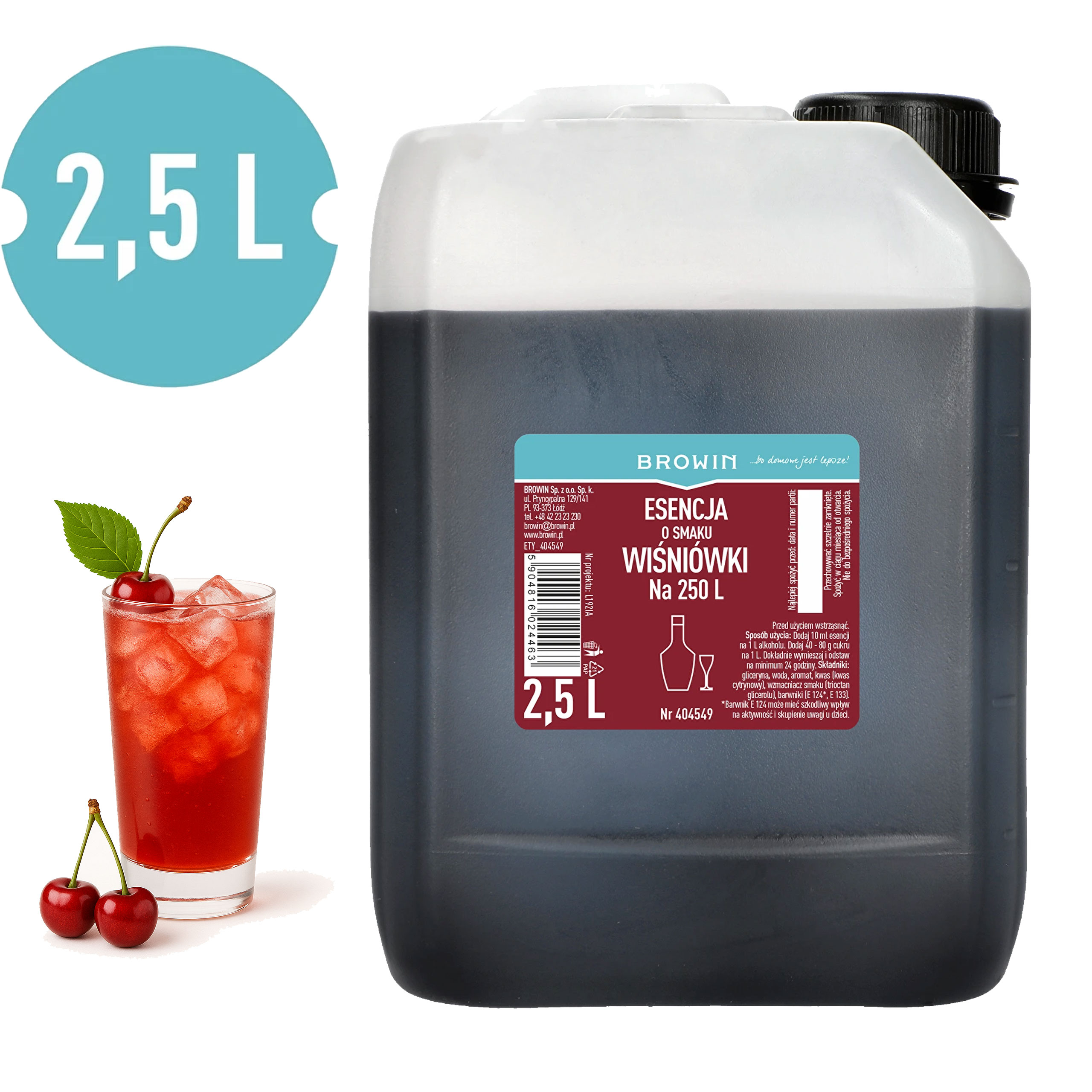Zaprawka Browin Wiśnia 2,5l na 250L 404549 na wesele