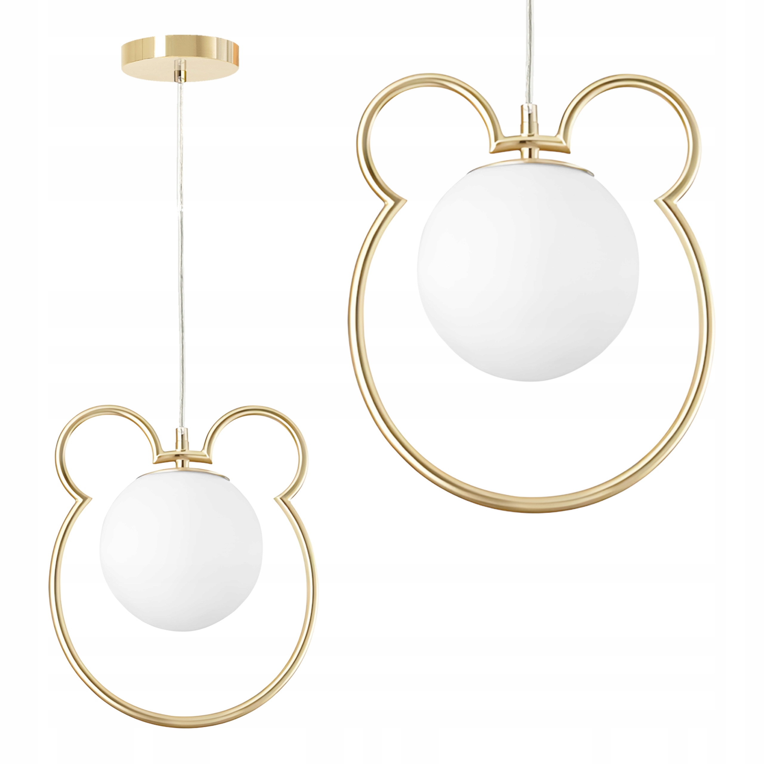 Lampa Sufitowa Wisząca Do Pokoju Dziecięcego Miś Złota Biała Kula Gold G105