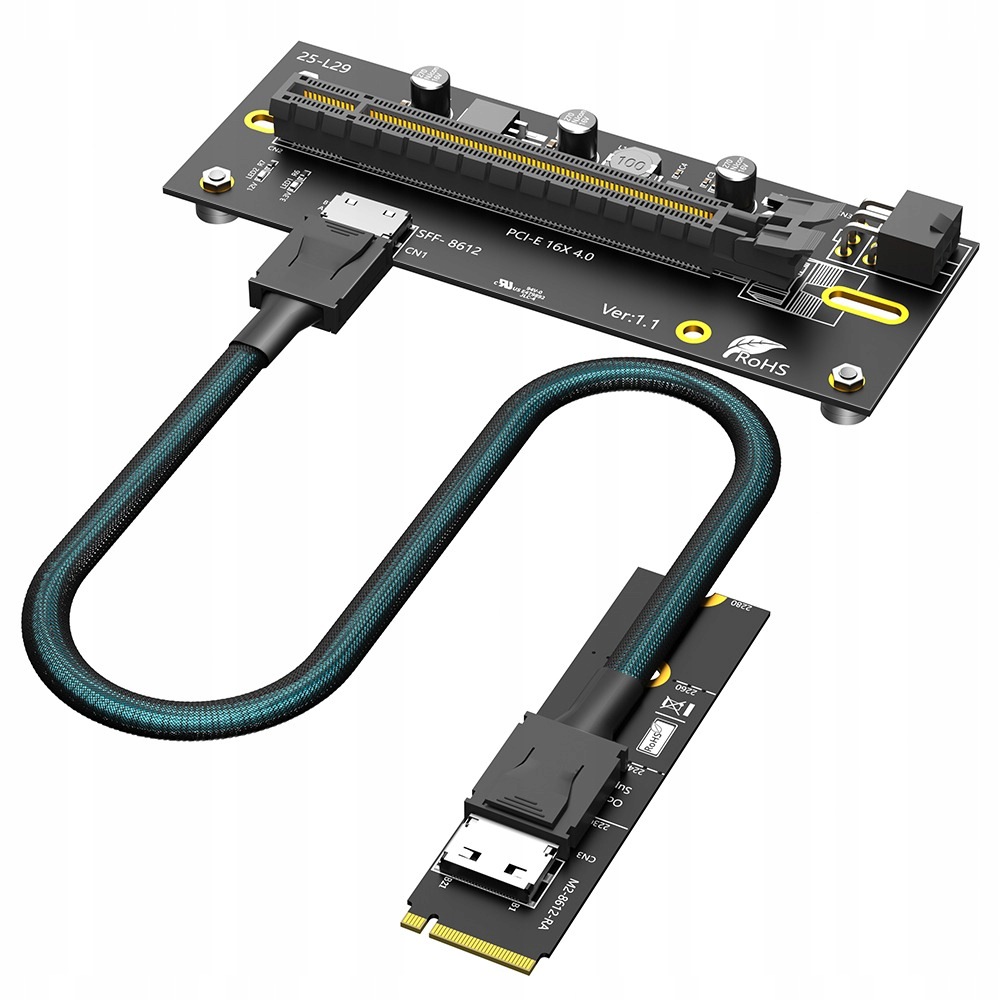 Karta adaptéru Riser Oculink SFF-8612 M.2 Pci-e x16 4.0 Rtx 5060 kabel