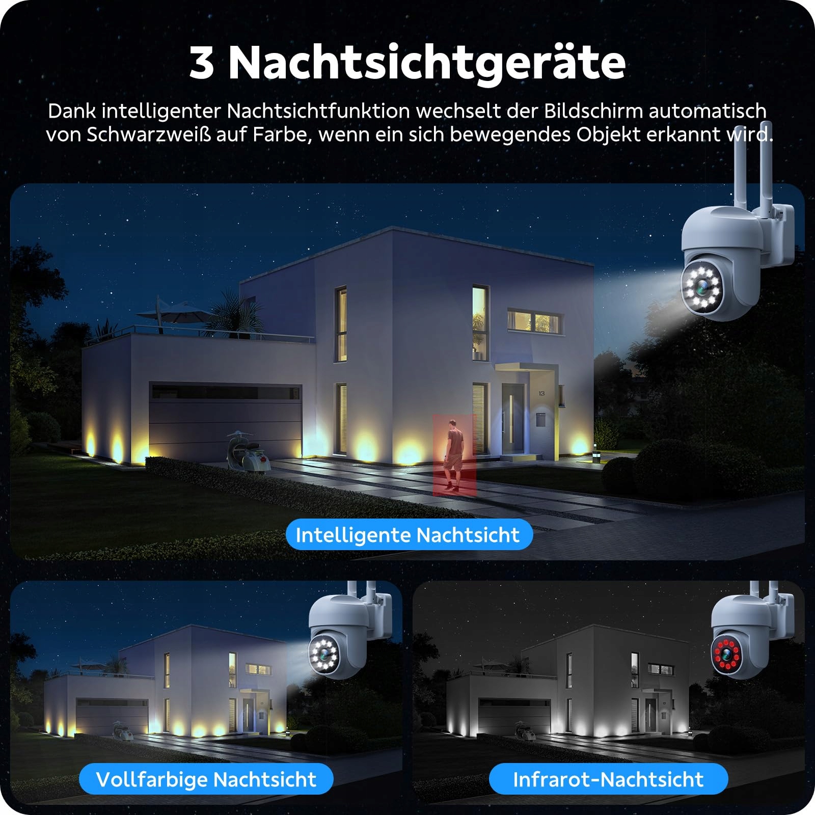 CAMPAMP Zestaw Kamer Monitoringu WLAN 24/7 16CH NVR 500GB 2W Audio — miniatura 4