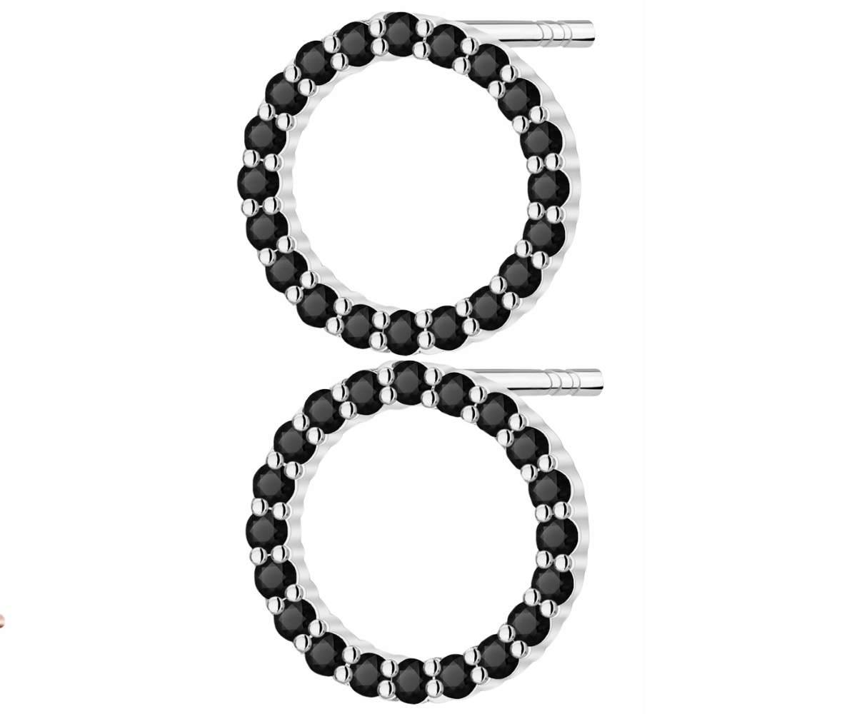 Bílé zlato Náušnice s černými brilianty, 585 S Gravírováním Certifikát