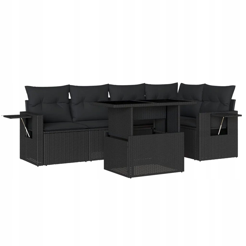 Set zahradního nábytku ratan vidaXL černý 6 el.