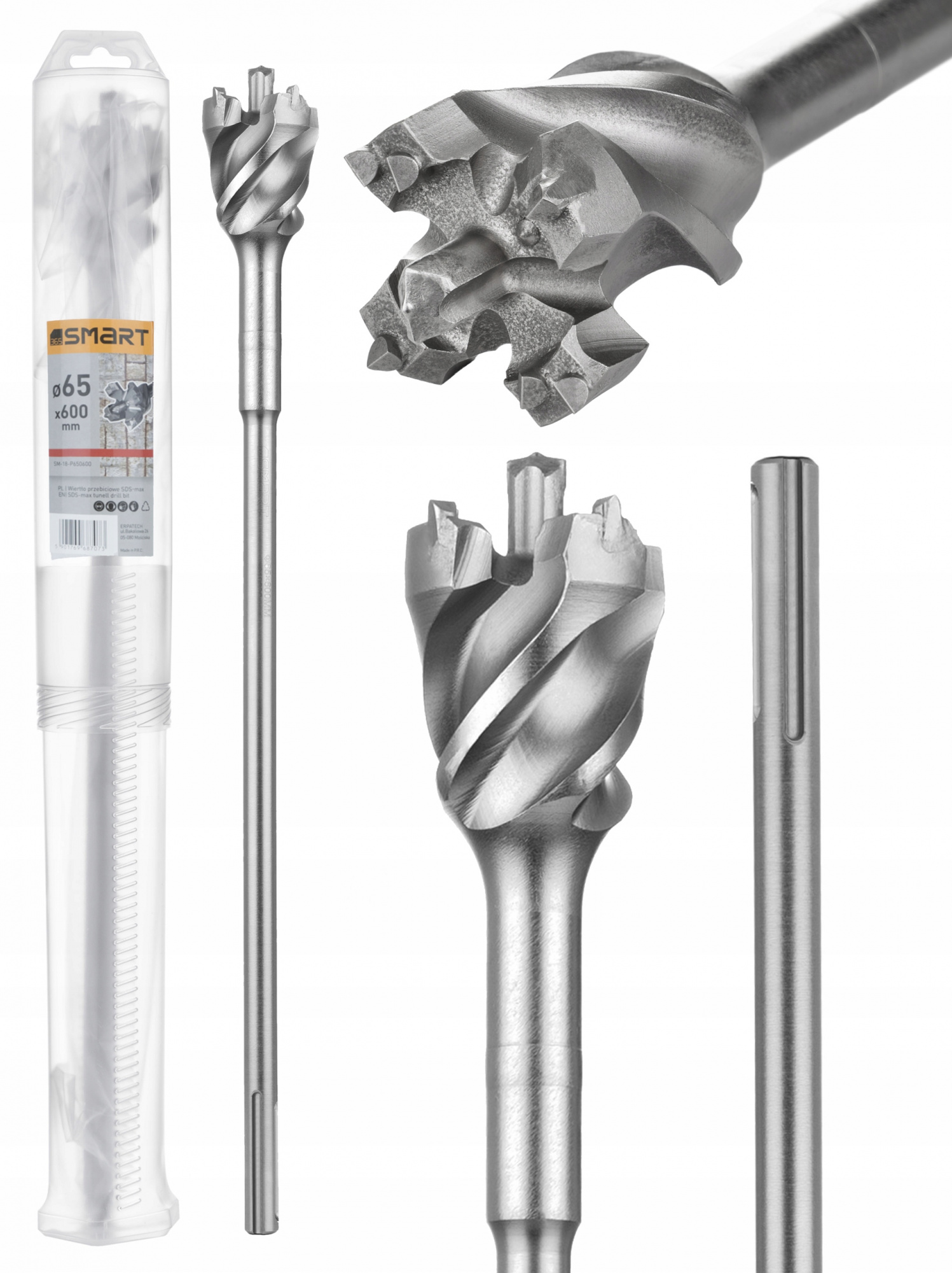 WIERTŁO PRZEBICIOWE DO BETONU 65x600mm SDS-MAX SMART