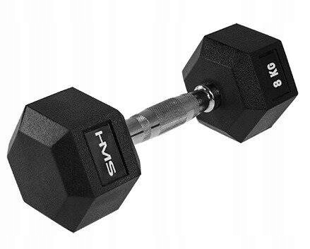 Závaží Hexagonální pogumovaná činka pro fitness cvičení 8 kg Hms