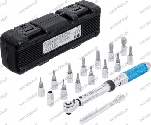 Momentový kľúč 6,3 mm (1/4") 3-24 Nm so sadou bitových nástavcov,