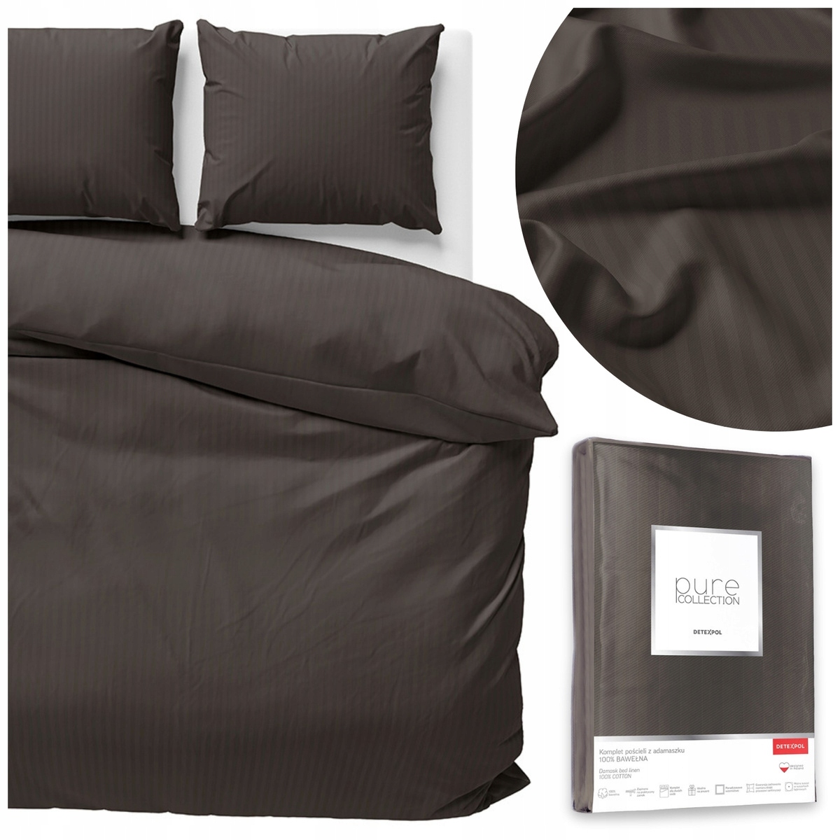 Pościel 220x200 poszewki 70x80 3 części Satynowa Bawełna Pure 18