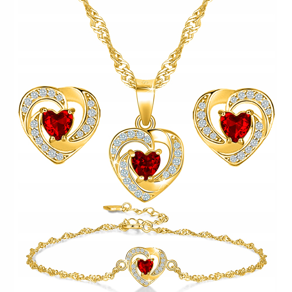 Sada pozlacených dámských šperků srdce stříbro 925 na Valentýna