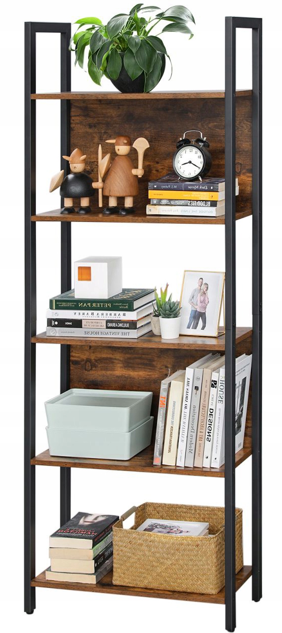 Regál S 5 Policami Na Knihy Loftová Skrinka 165 CM