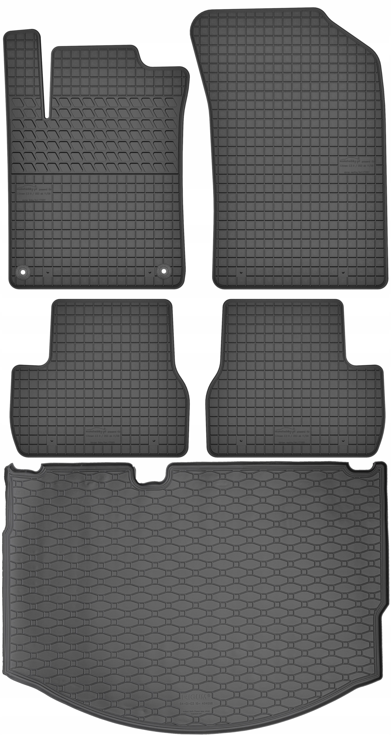 Citroen C3 II Hatchback 2010-2016 Sada Koberce batožinový priestor