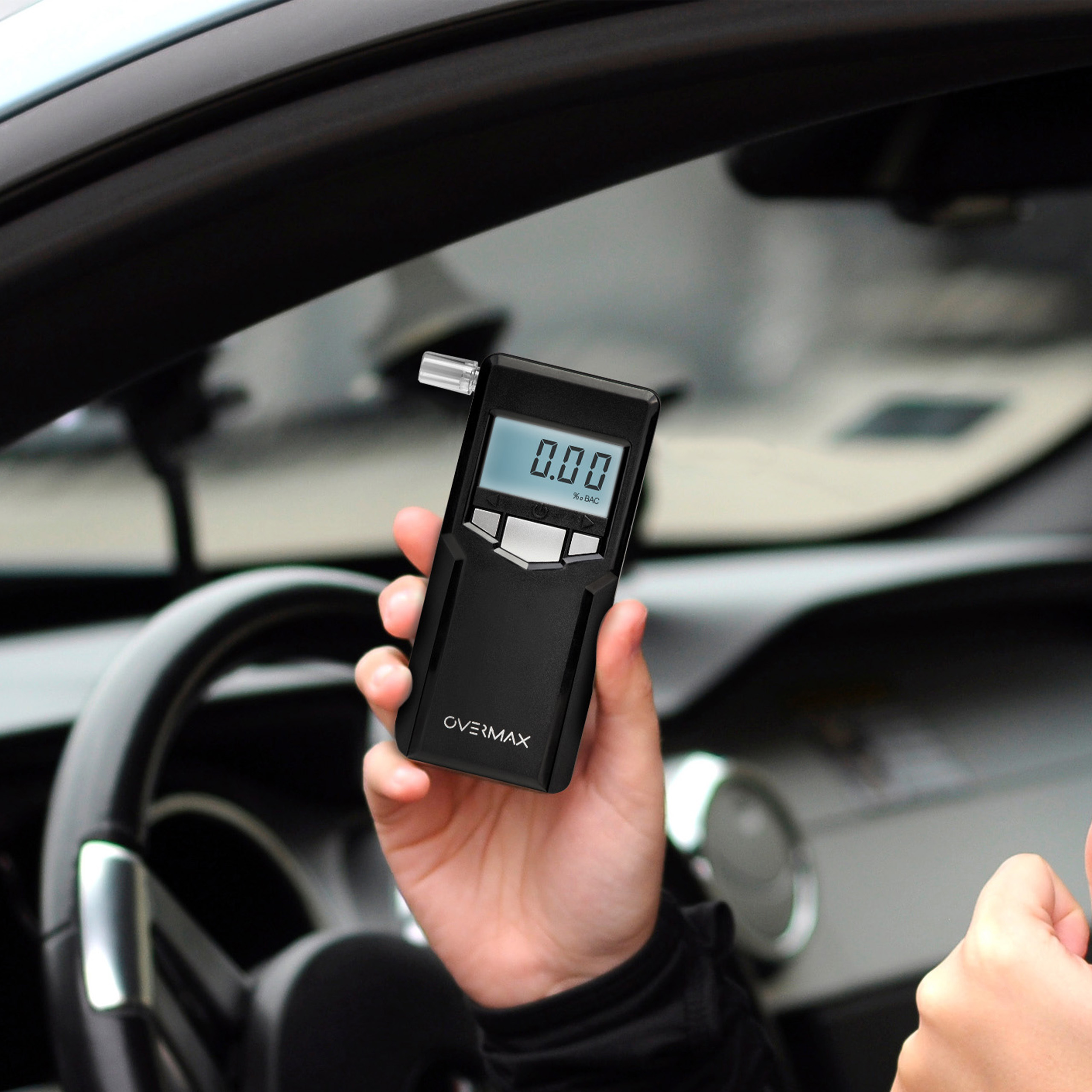 PROFESJONALNY ALKOMAT POLICYJNY OVERMAX AD-06 + KALIBRACJA + USTNIKI 10szt Kolor czarny