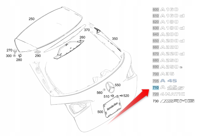 Emblemat Mercedes „a 45s“ Mercedes Oe A1778179600