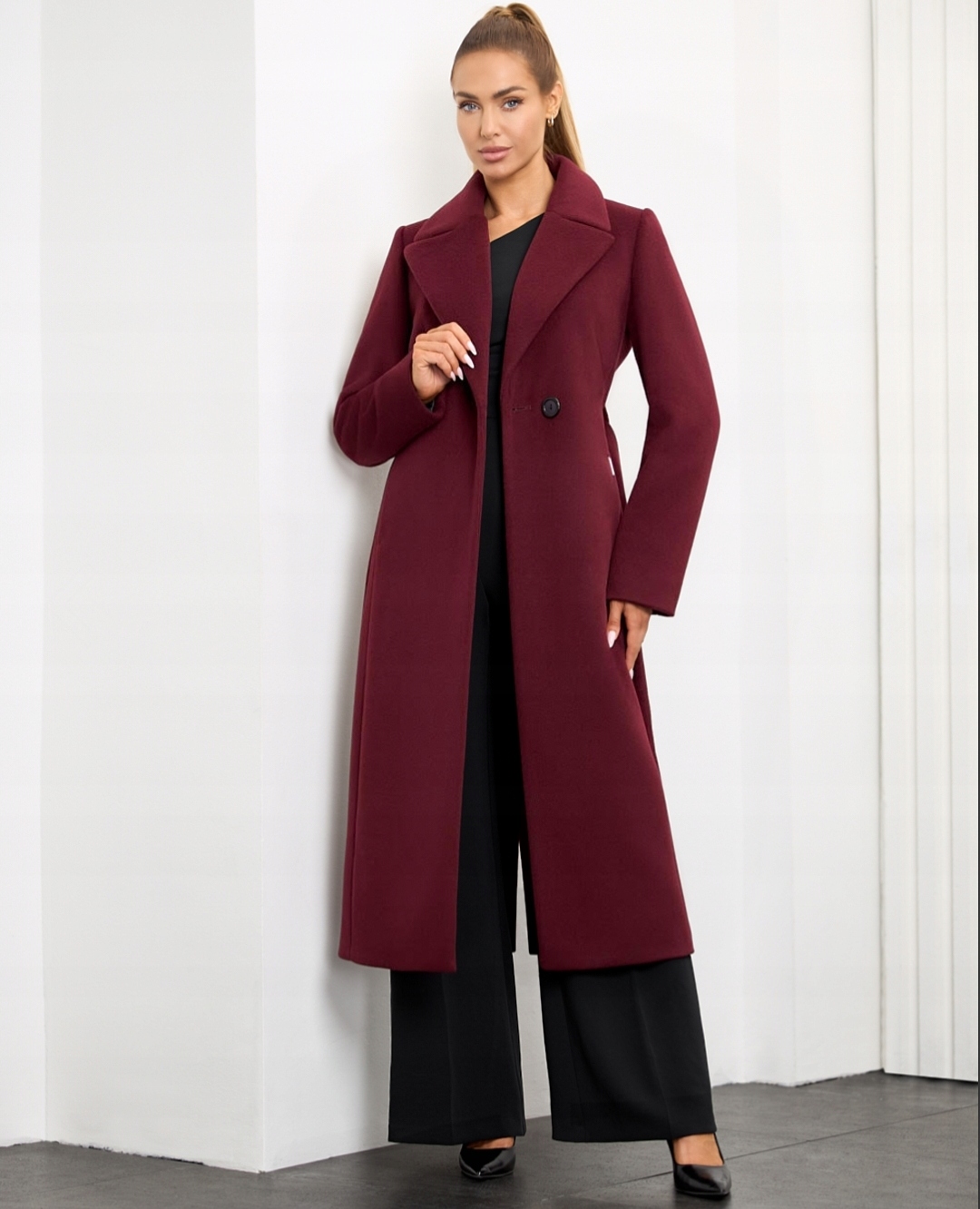 Zartex dámský klasický kabát na podzim a zimu Amber víno AW25 vel. 42