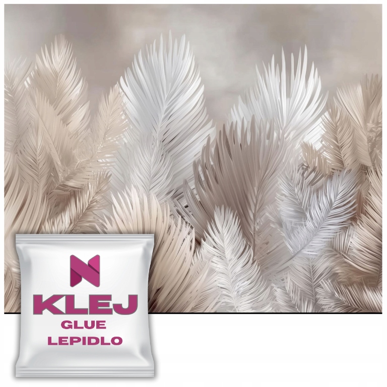 Fototapeta do ložnice obývacího pokoje Béžová Ecru Listy Peří Tapety Boho 197x296