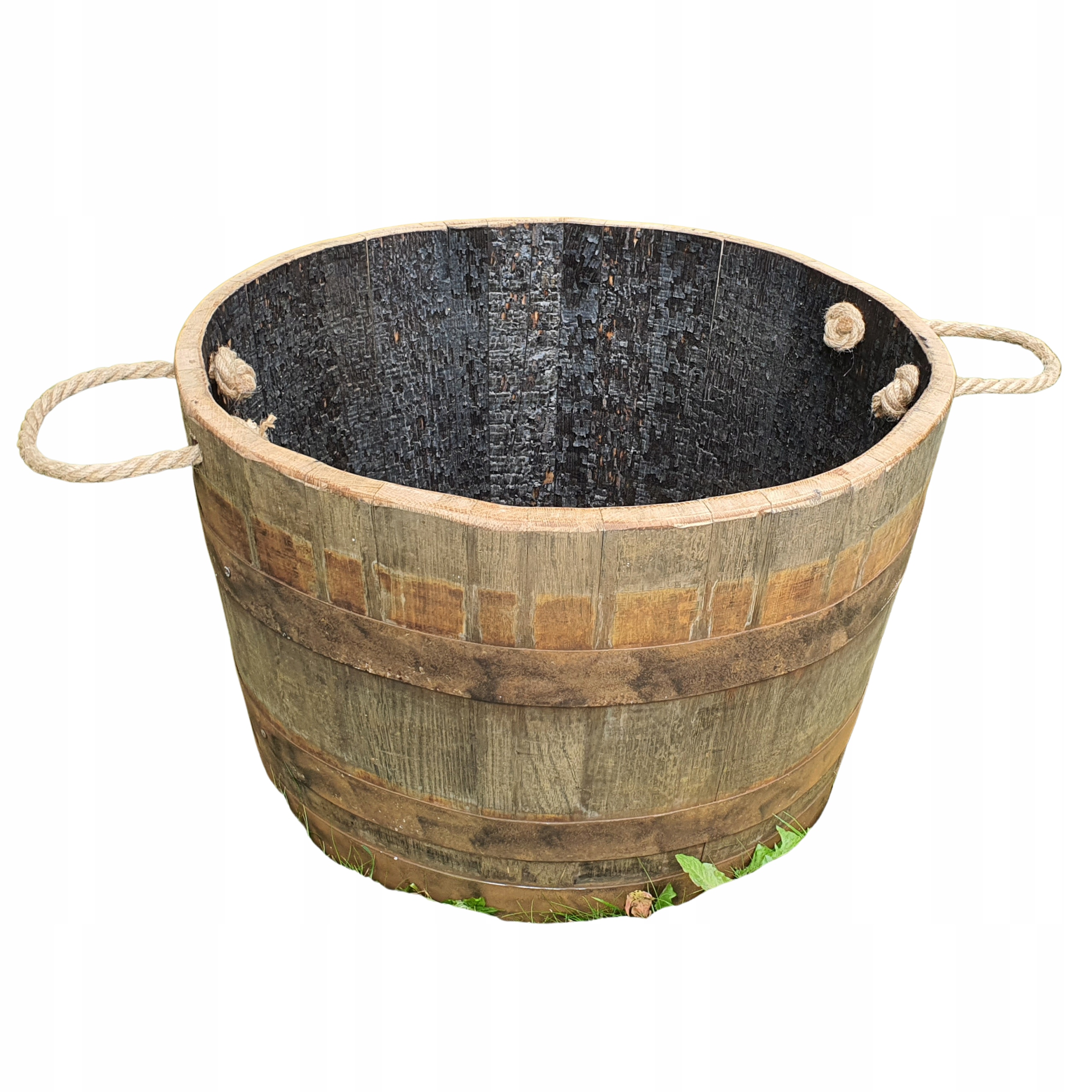 

Donica z dębowej beczki po whisky z uchwytami