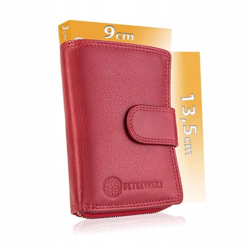 Dámská peněženka z přírodní kůže Rfid červená, vertikální, elegantní