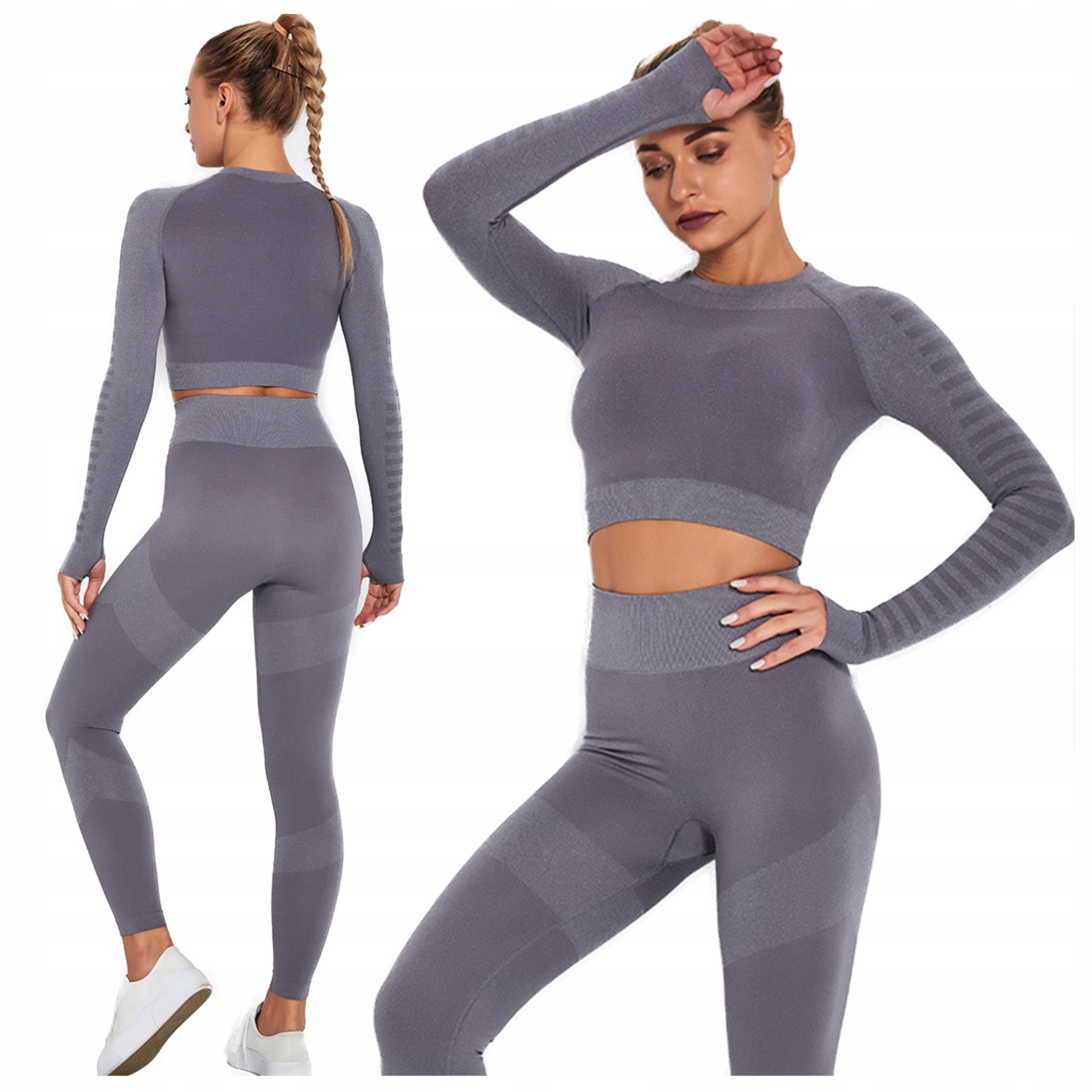 Komplet Sportowy legginsy bezszwowe top fitness S