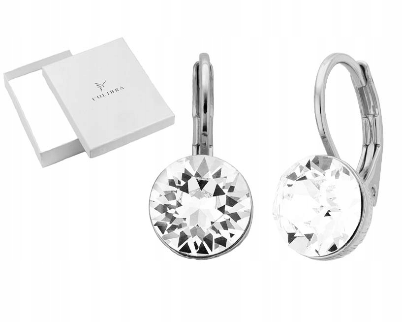 

Srebrne Kolczyki Z Dużą Cyrkonią Swarovski Colibra