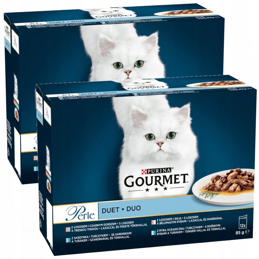 Levně Gourmet Perle Duet Rybí Vlhké Krmivo Krmivo Pro Kočky 24x85g