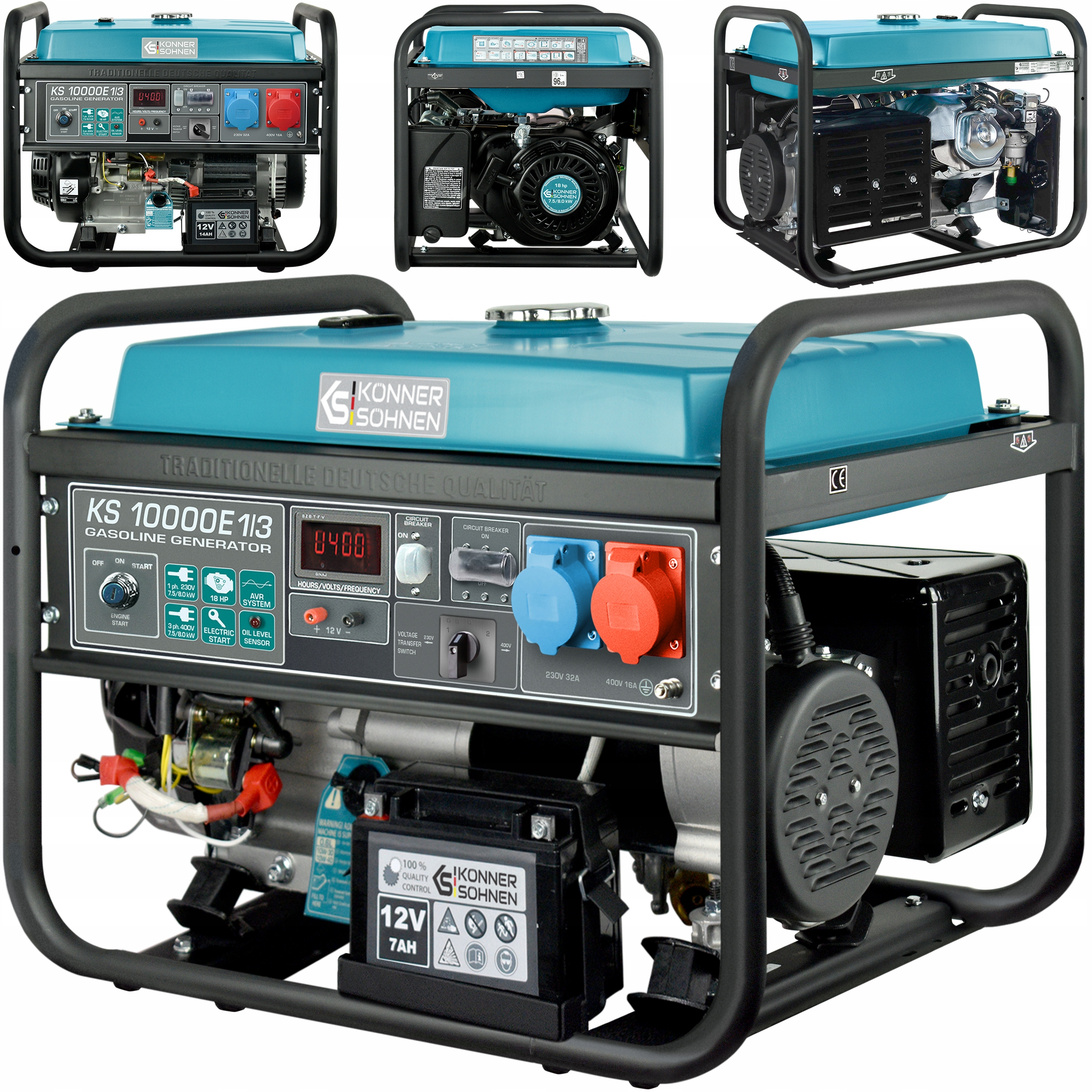 Generator prądu benzynowego Ks 10000E 1/3 w kolorze szarym